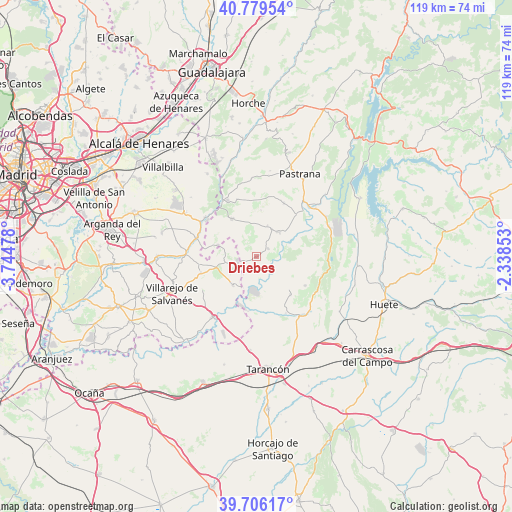 Driebes on map