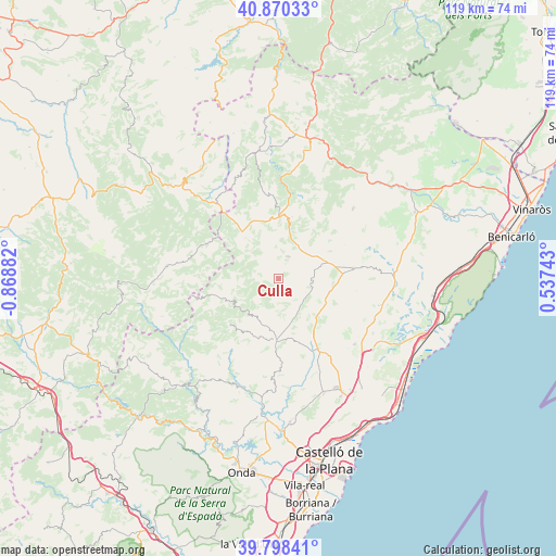 Culla on map