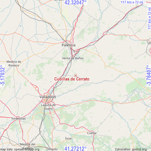 Cubillas de Cerrato on map