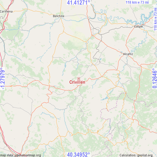 Crivillén on map