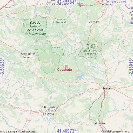 Covaleda on map