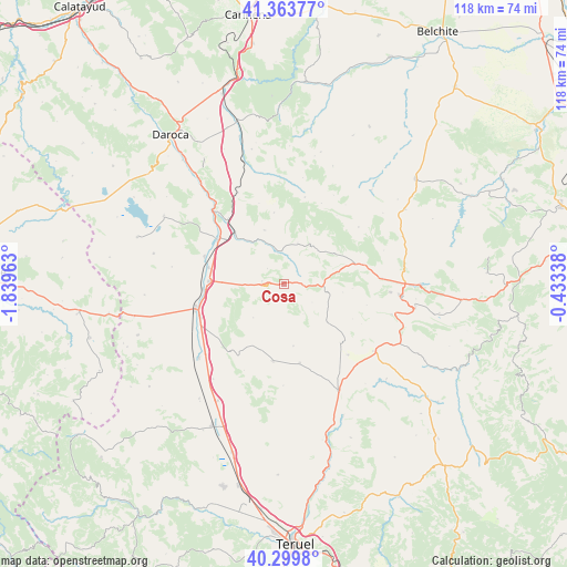 Cosa on map