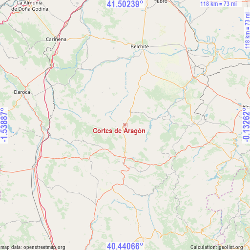 Cortes de Aragón on map