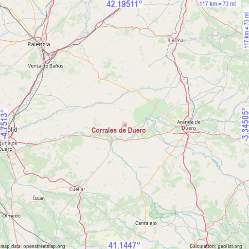 Corrales de Duero on map