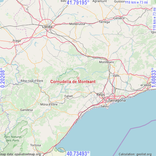 Cornudella de Montsant on map