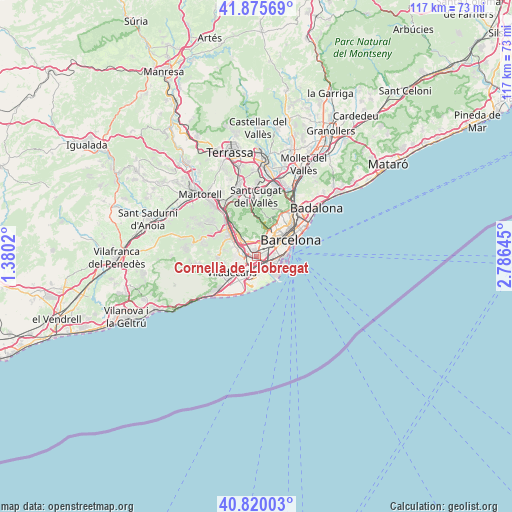 Cornellà de Llobregat on map