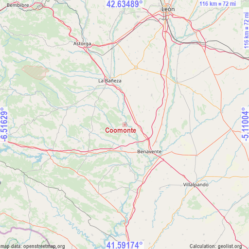 Coomonte on map