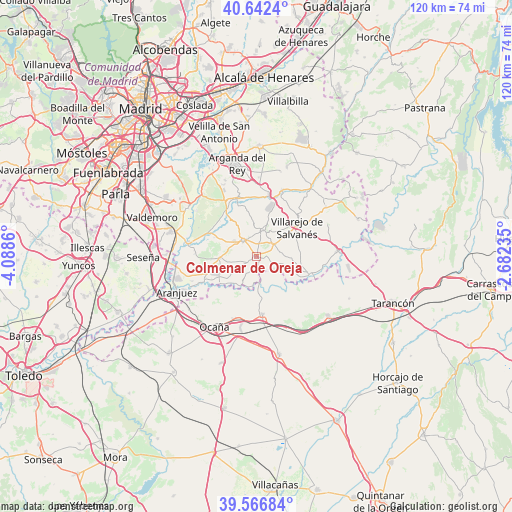 Colmenar de Oreja on map