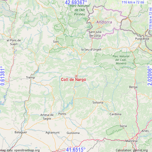 Coll de Nargó on map