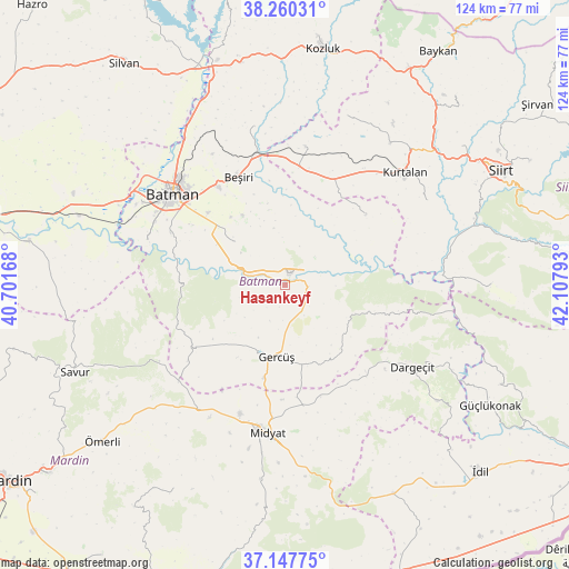 Hasankeyf on map