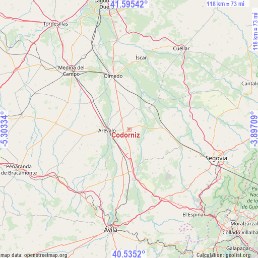 Codorniz on map