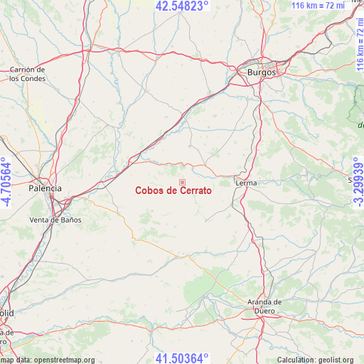 Cobos de Cerrato on map