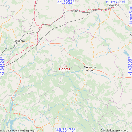 Cobeta on map