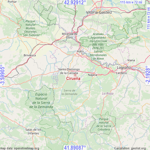 Cirueña on map