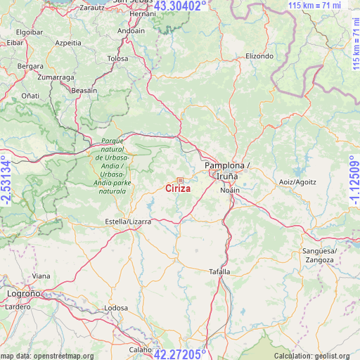 Ciriza on map