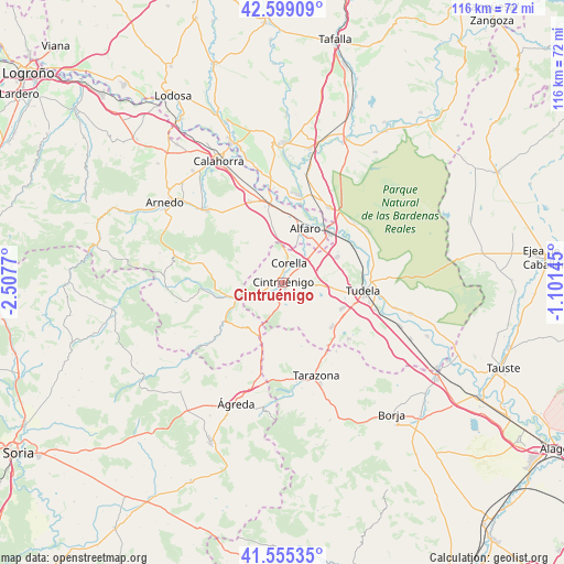 Cintruénigo on map