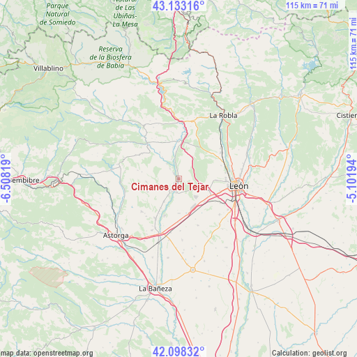 Cimanes del Tejar on map