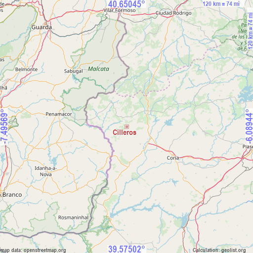 Cilleros on map