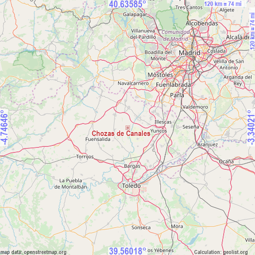 Chozas de Canales on map
