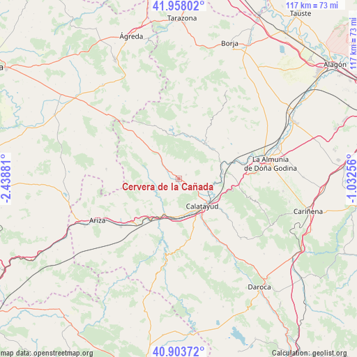 Cervera de la Cañada on map