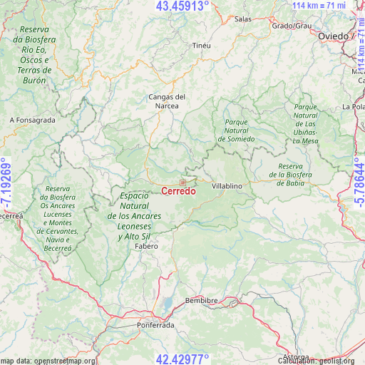 Cerredo on map