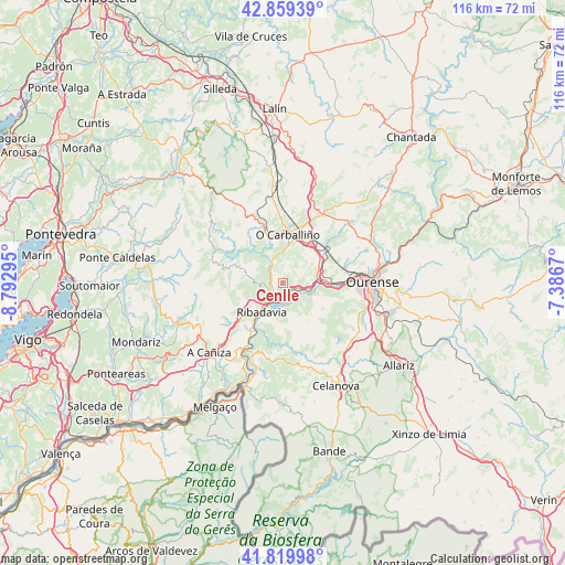 Cenlle on map