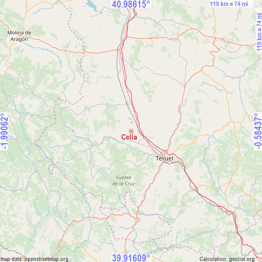 Cella on map