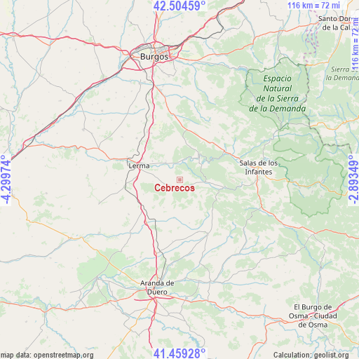 Cebrecos on map