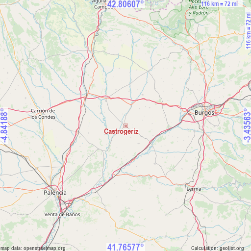 Castrogeriz on map