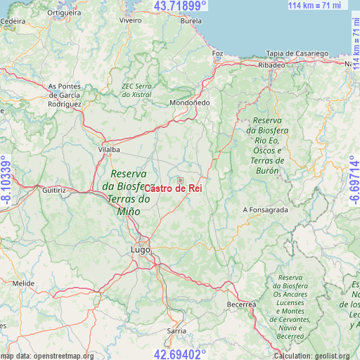 Castro de Rei on map