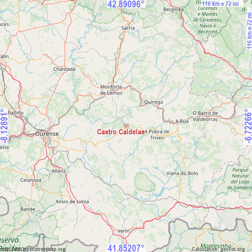 Castro Caldelas on map