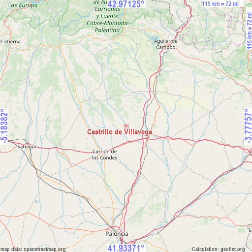 Castrillo de Villavega on map