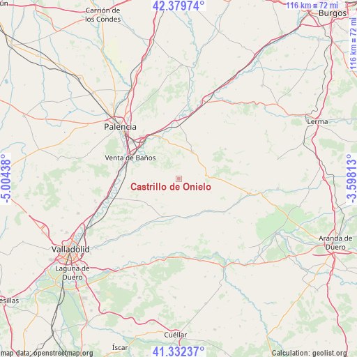 Castrillo de Onielo on map