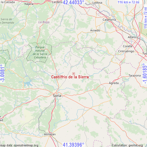 Castilfrío de la Sierra on map