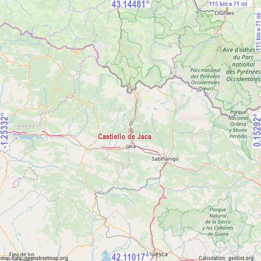 Castiello de Jaca on map