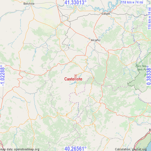 Castellote on map