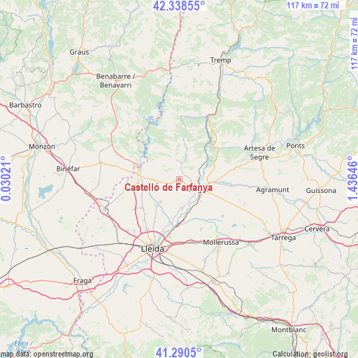 Castelló de Farfanya on map