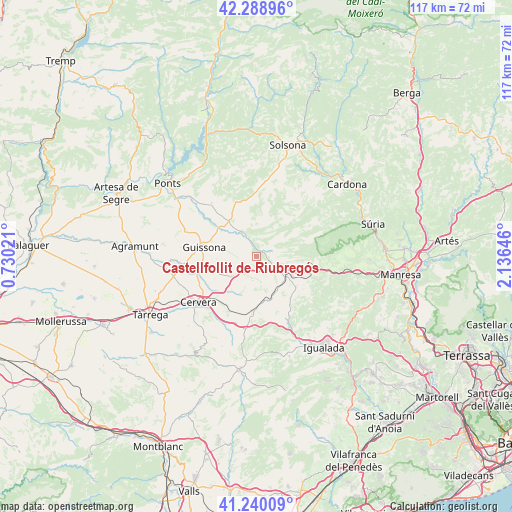 Castellfollit de Riubregós on map