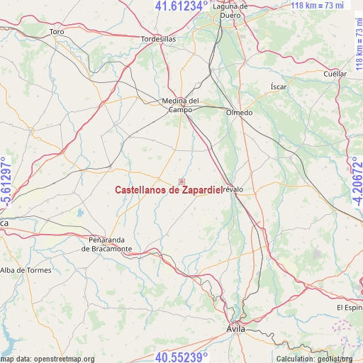 Castellanos de Zapardiel on map