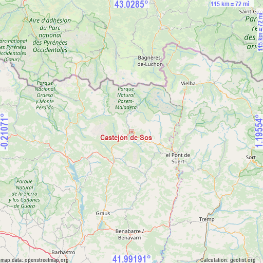 Castejón de Sos on map
