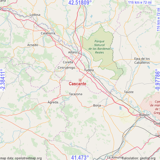 Cascante on map