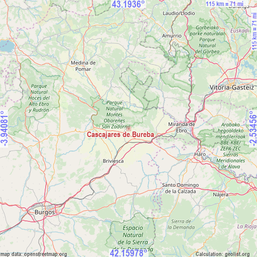 Cascajares de Bureba on map