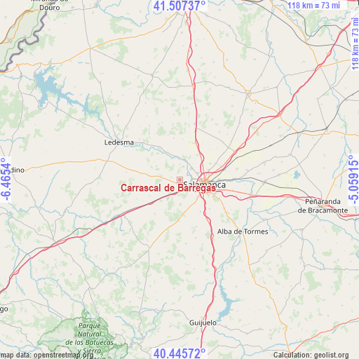 Carrascal de Barregas on map