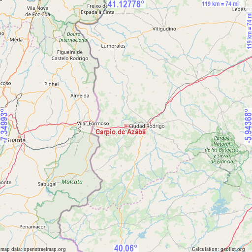 Carpio de Azaba on map