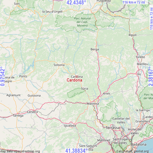 Cardona on map