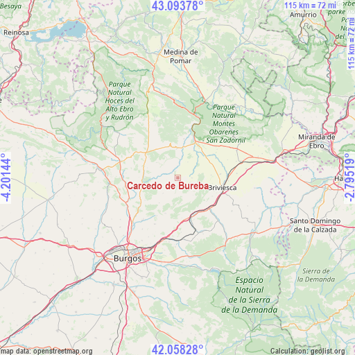 Carcedo de Bureba on map