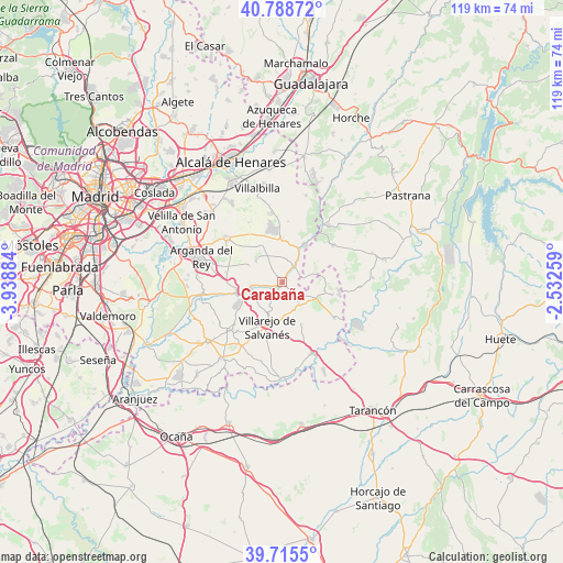 Carabaña on map