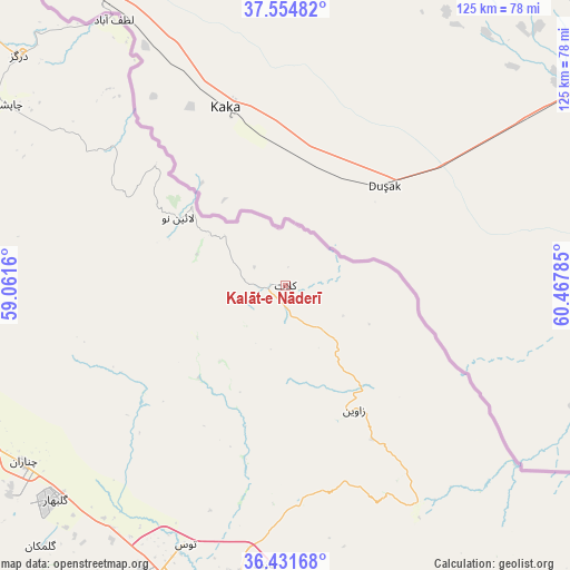 Kalāt-e Nāderī on map