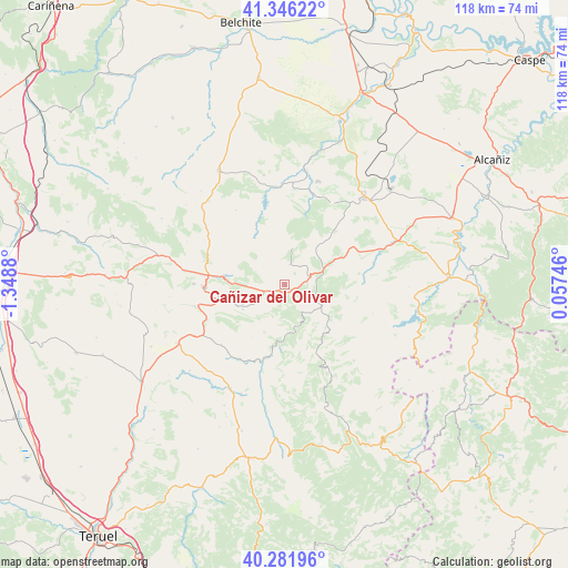 Cañizar del Olivar on map