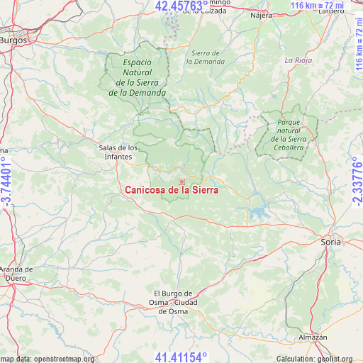 Canicosa de la Sierra on map